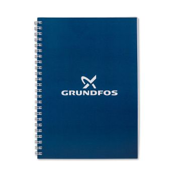 A5 Notebook with blue front cover.